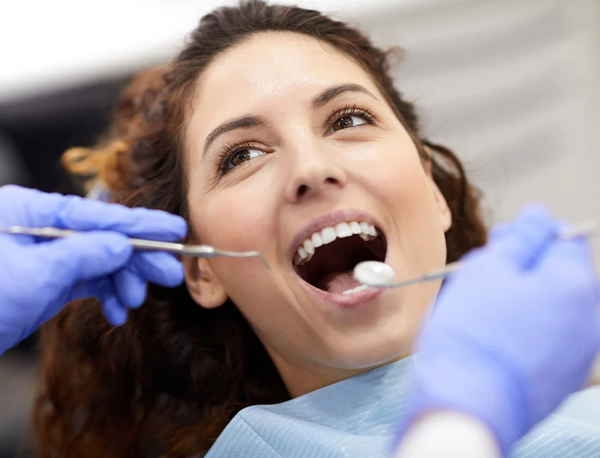 Patients getting teeth cleaning