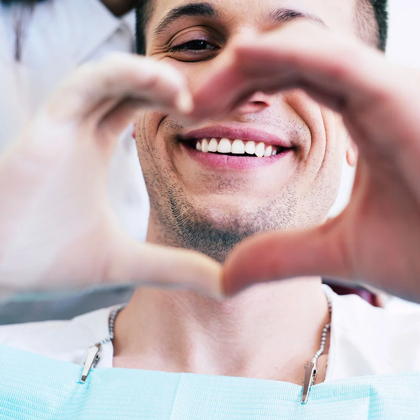 Happy male dental patient in Woodland Hills, CA